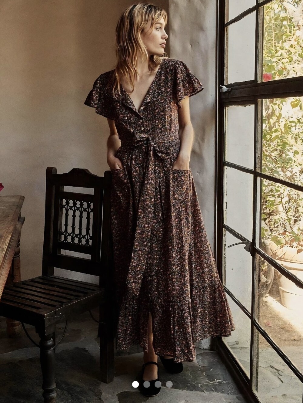 Doen Marfa Blue Laurel Canyon Rose Dress XS